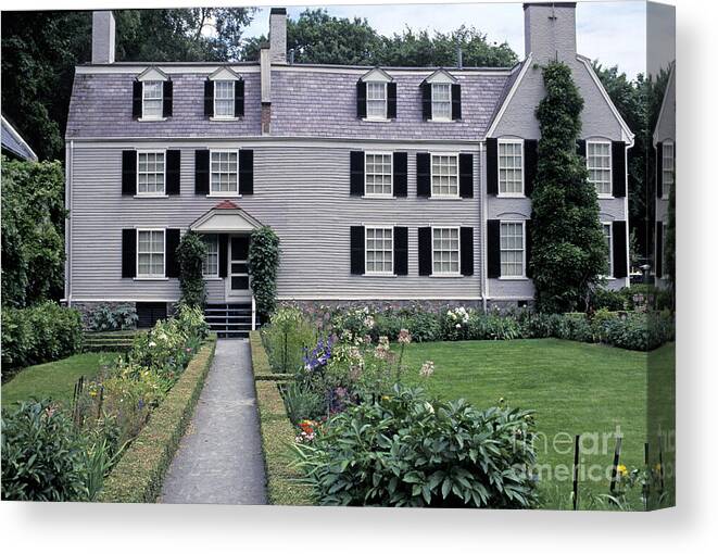House Canvas Print featuring the drawing House Of John Adams (1735-1826) And His Family, Second President Of The United States Now National Historical Park, Quincy (braintree), Massachusetts by American School