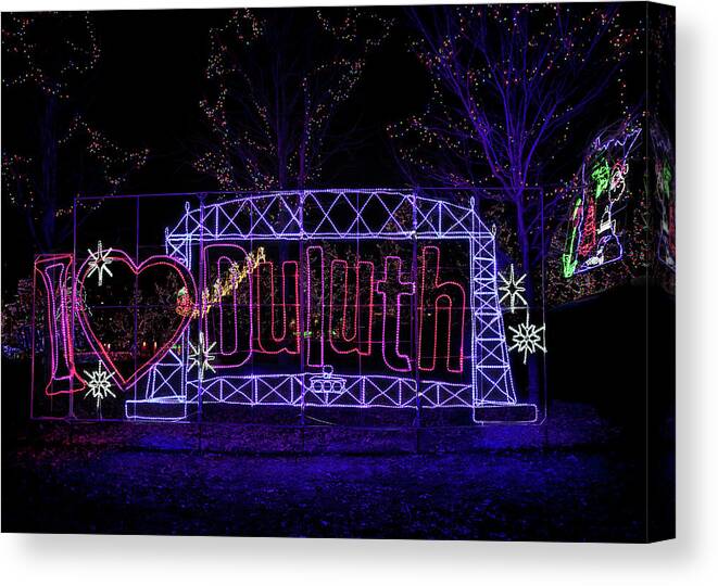Bentleyville Canvas Print featuring the photograph I Heart Duluth by Susan Rissi Tregoning
