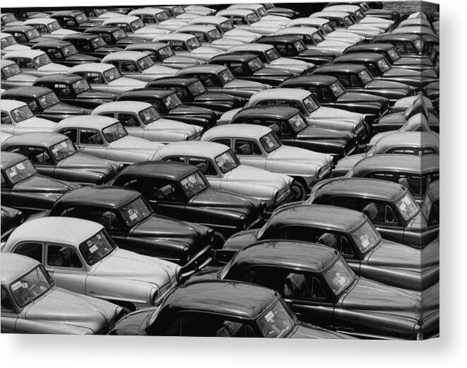 Foreign Canvas Print featuring the photograph Imported Cars by Peter Stackpole