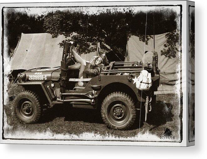 Jeep Canvas Print featuring the digital art Jeep Sepia by Mel Beasley