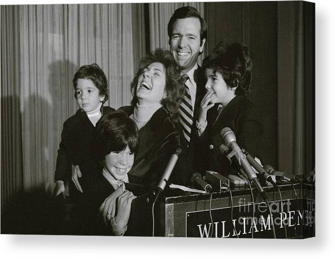 Mid Adult Women Canvas Print featuring the photograph John Heinz IIi With Family by Bettmann