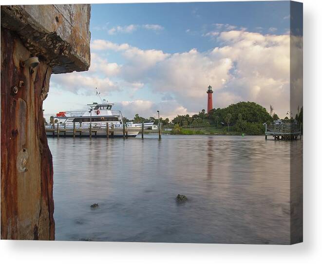 Lighthouse Canvas Print featuring the photograph Jupiter Lighthouse Scene by Steve DaPonte