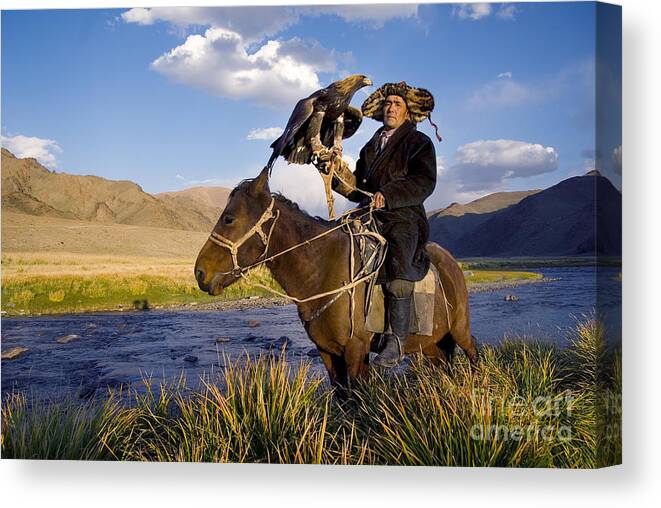 Pets Canvas Print featuring the photograph Kazakh Men Traditionally Hunt Foxes by Rawpixel.com