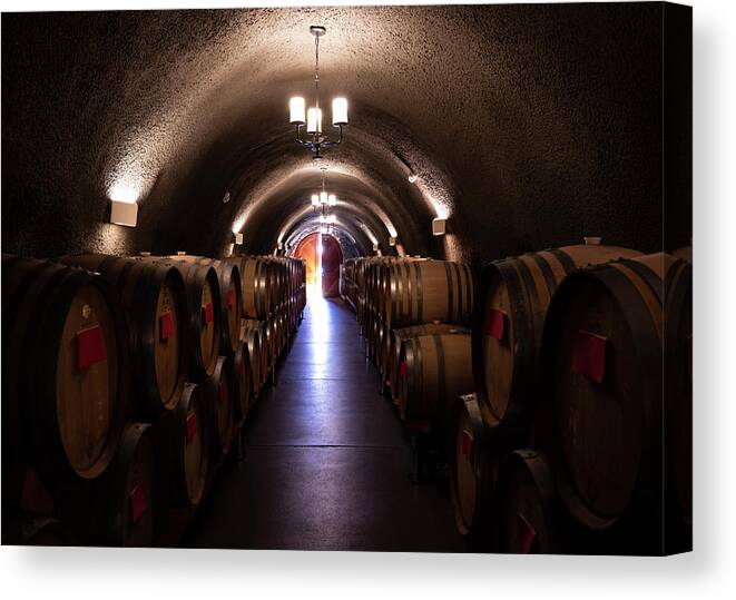 Wine Canvas Print featuring the photograph Keg Cave by Steven Clark
