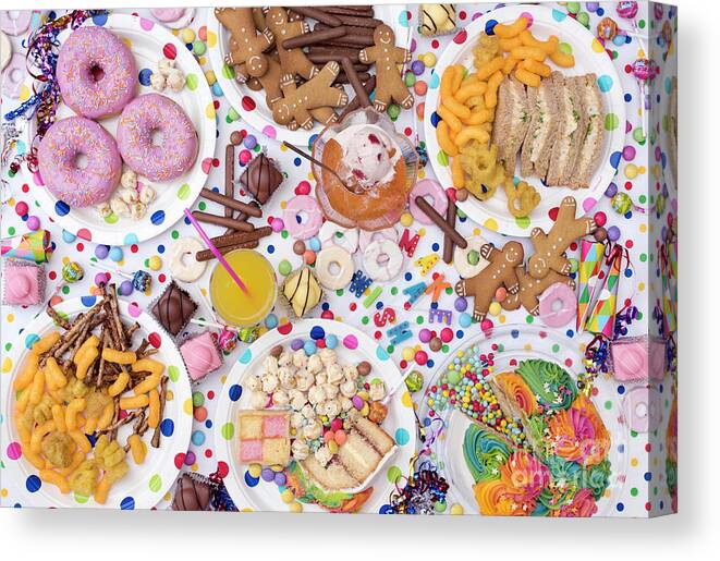 Childrens Party Food Canvas Print featuring the photograph Kids Party Food by Tim Gainey