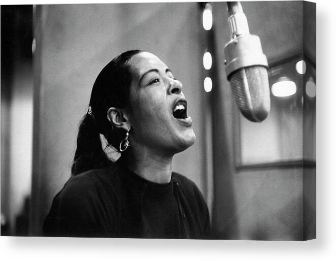 Billie Holiday Canvas Print featuring the photograph Lady In Satin by Michael Ochs Archives