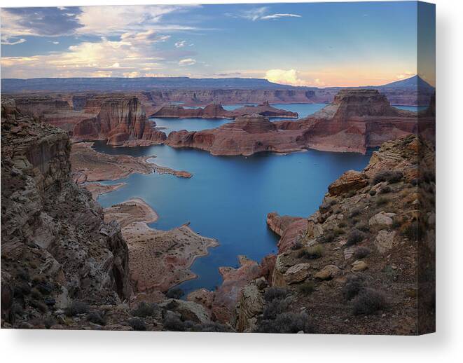 Scenics Canvas Print featuring the photograph Lake Powell Sunset Panorama Xxxl by 4fr