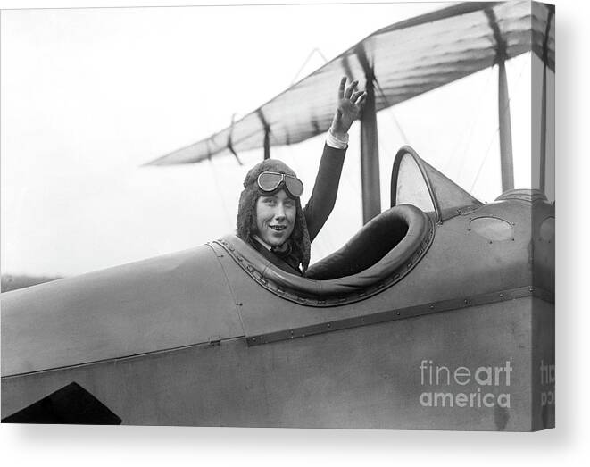 Wind Canvas Print featuring the photograph Laura Bromwell Waves From Cockpit by Bettmann