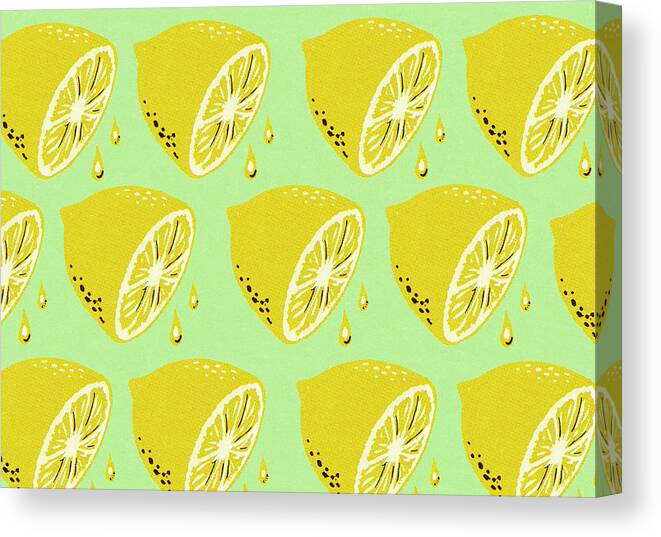 Background Canvas Print featuring the drawing Lemon Halves Pattern by CSA Images