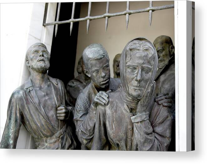 Freedom Canvas Print featuring the photograph Liberty monument statues Nicosia Cyprus by Michalakis Ppalis