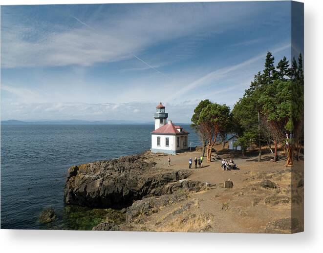 Rocky Canvas Print featuring the photograph Lime Kiln lighthouse by David L Moore