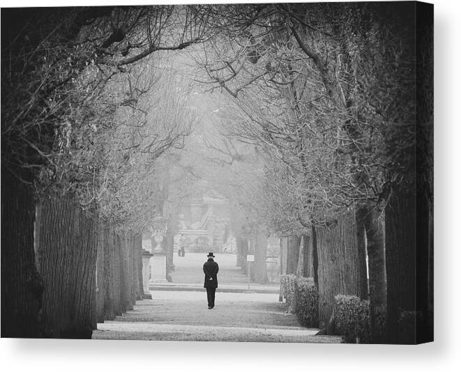 Lonely Canvas Print featuring the photograph Lonely Walk by Mario Mencacci