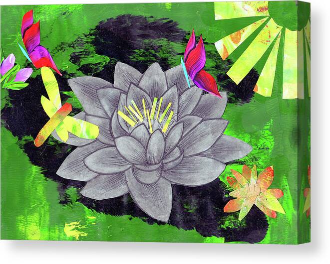 Lotus Flower Canvas Print featuring the mixed media Lotus Flower by Wolf Heart Illustrations