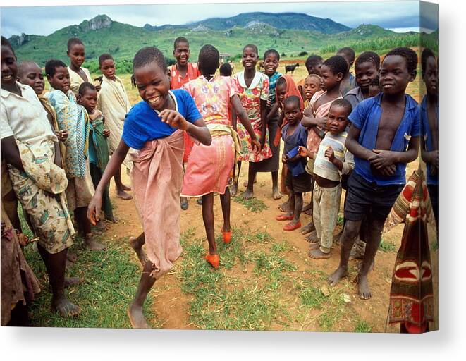 Human Settlement Canvas Print featuring the photograph Malawi,mapira Refugee Camp,children by Penny Tweedie