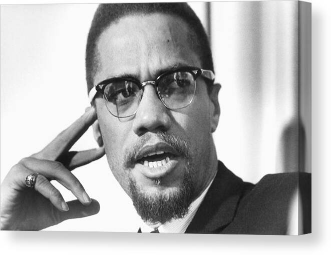 Music Canvas Print featuring the photograph Malcolm X Portrait by Michael Ochs Archives