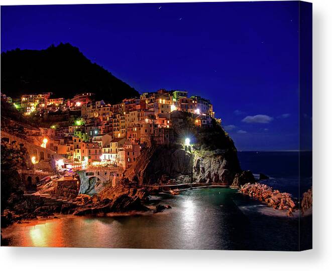 Tranquility Canvas Print featuring the photograph Manarola Italy, Liguria, Cinque Terre by Photo Art By Mandy