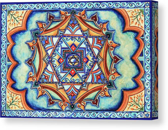 Mandala Star Of David Canvas Print featuring the painting Mandala 3 by Batya Heller