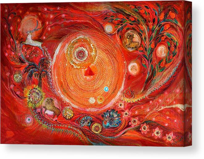 Mandala Canvas Print featuring the painting Mandala series #2. Element Fire by Elena Kotliarker