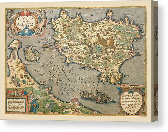 Ortelius Canvas Print featuring the painting Map of a Mediterranean Island by A. Ortelius