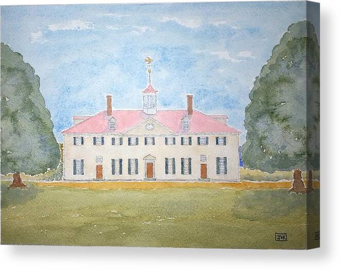 Watercolor Canvas Print featuring the painting Martha's House of Lore by John Klobucher