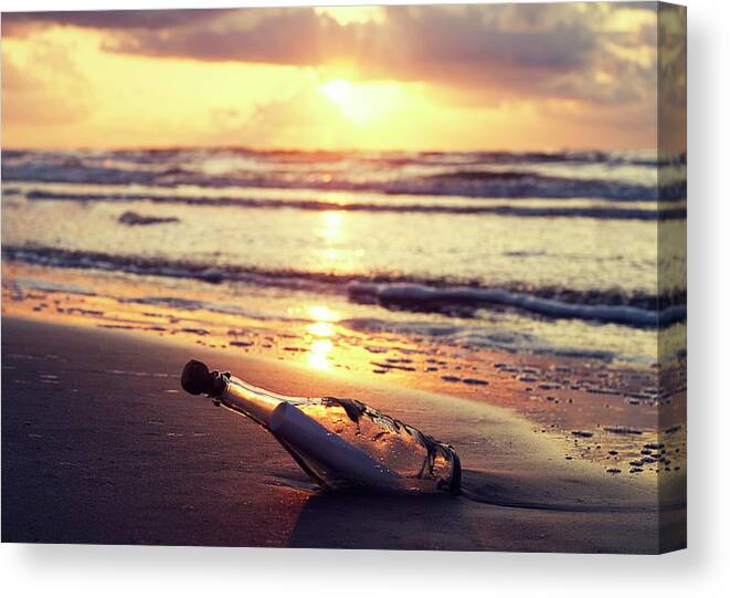 Tranquility Canvas Print featuring the photograph Message In A Bottle by Libertad Leal Photography