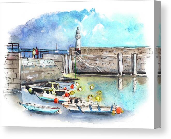 Travel Canvas Print featuring the painting Mevagissey 01 by Miki De Goodaboom