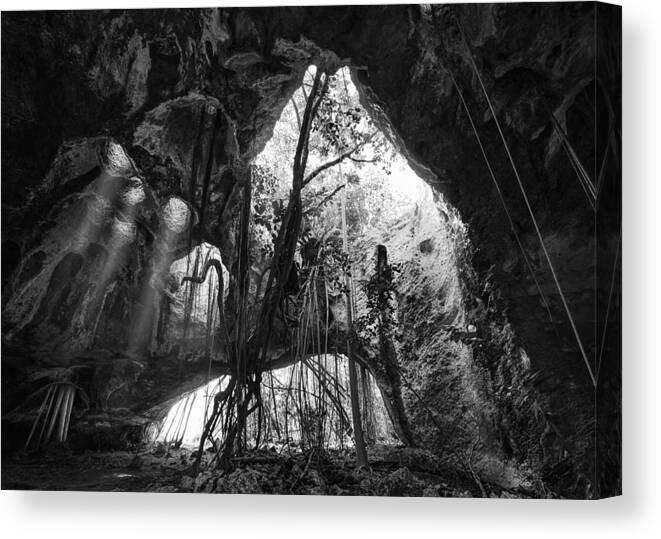 Matt Canvas Print featuring the photograph Middle Caicos Cave In Bw by Matt Anderson