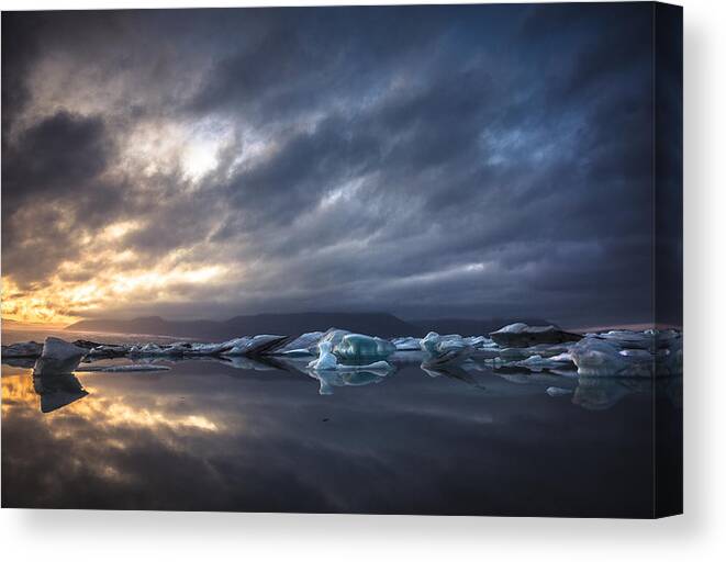 Iceland Canvas Print featuring the photograph Midlight by Aurel Manea