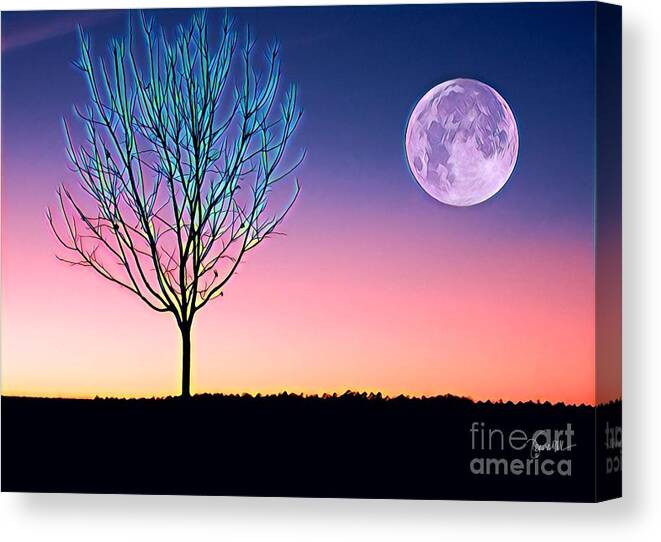 Nature Canvas Print featuring the painting Moonrise by Denise Railey