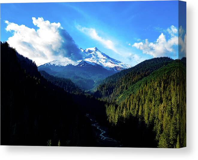 Steve Bunch Canvas Print featuring the photograph Mount Baker in the summer snow capped by Steve Bunch