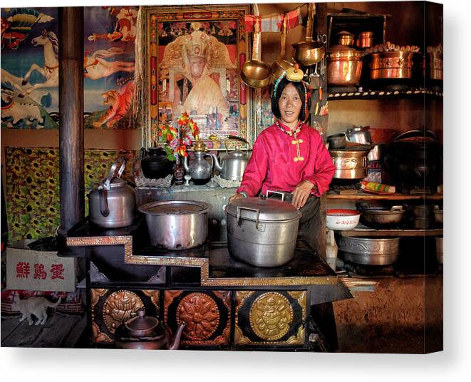 Tibet Canvas Print featuring the photograph My Golden Kitchen by Nicolas Marino