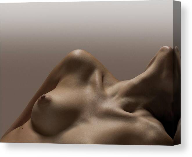 People Canvas Print featuring the photograph Naked Female, Female Breast, No Face by Jonathan Knowles