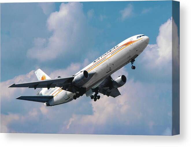 National Airlines Canvas Print featuring the photograph National Airlines DC-10 Takeoff by Erik Simonsen