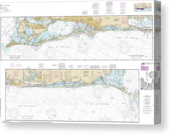 11425 Canvas Print featuring the mixed media Nautical Chart-11425 Intracoastal Waterway Charlotte Harbor-tampa Bay by Bret Johnstad