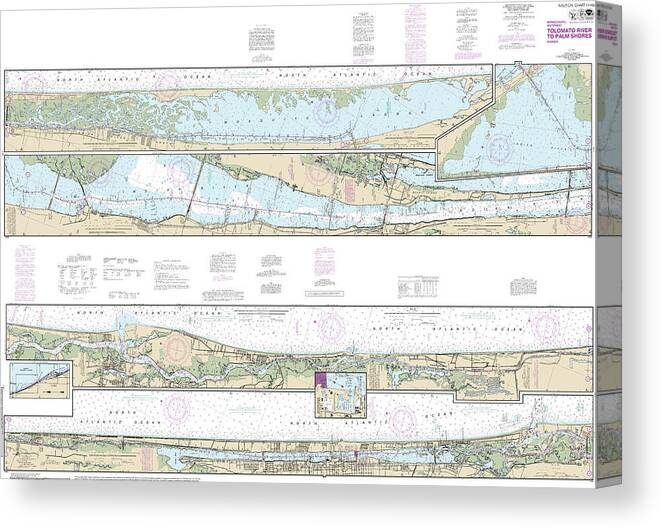 11485 Canvas Print featuring the mixed media Nautical Chart-11485 Intracoastal Waterway Tolomato River-palm Shores by Bret Johnstad