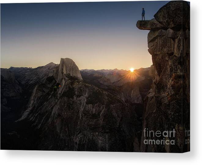 Wingsuit Canvas Print featuring the photograph New Day Challenge Yosemite by Stanley Chen Xi, Landscape And Architecture Photographer