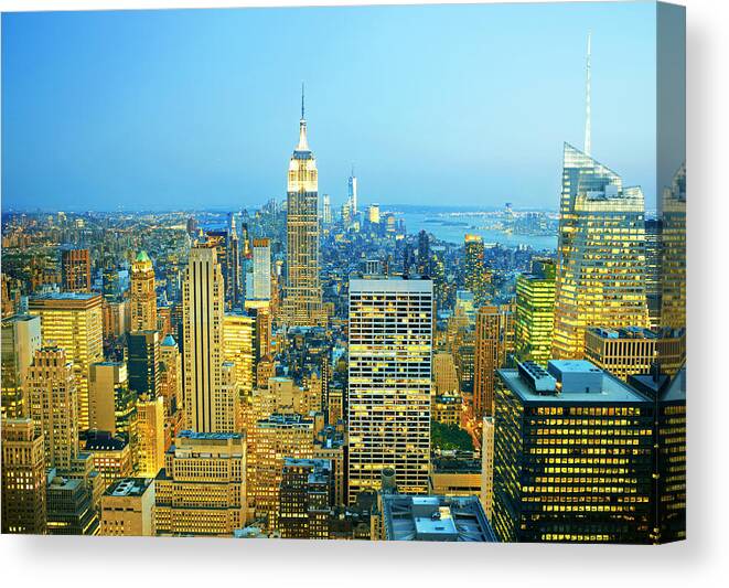 Downtown District Canvas Print featuring the photograph New York City by Orbon Alija