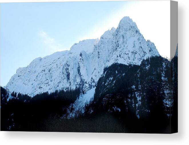 Mount Index Canvas Print featuring the photograph North Face of Mount Index in Mid-Winter by Scenic Edge Photography