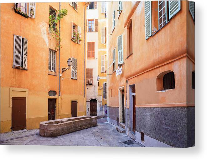 Orange Color Canvas Print featuring the photograph Old Town Of Nice, French Riviera, France by Aprott