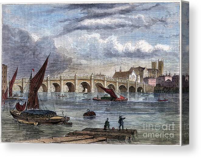 Scenics Canvas Print featuring the drawing Old Westminster Bridge In 1754, 19th by Print Collector
