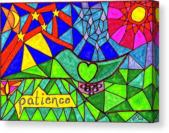 Patience Canvas Print featuring the drawing Patience by Karen Nice-Webb