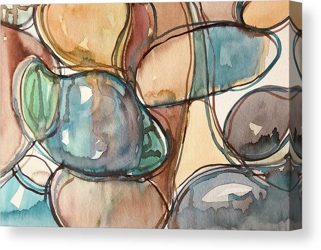 Patterns Canvas Print featuring the painting Patterns with Pebbles Version 2 by Luisa Millicent