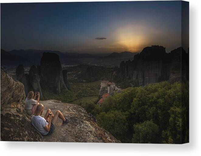 Mountain Canvas Print featuring the photograph Peace At Sunset by Dekel Abu