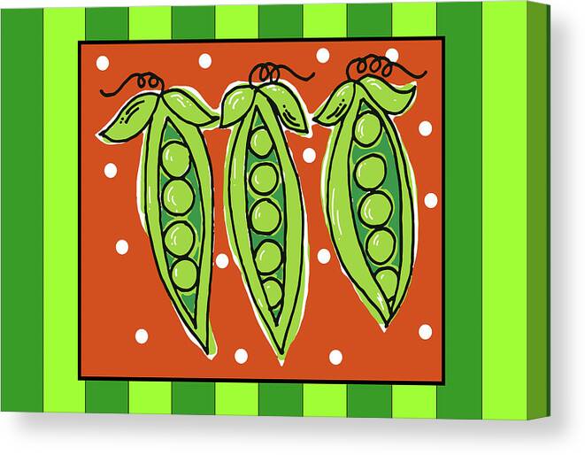 Peas Canvas Print featuring the mixed media Peas In A Pod by Deidre Mosher