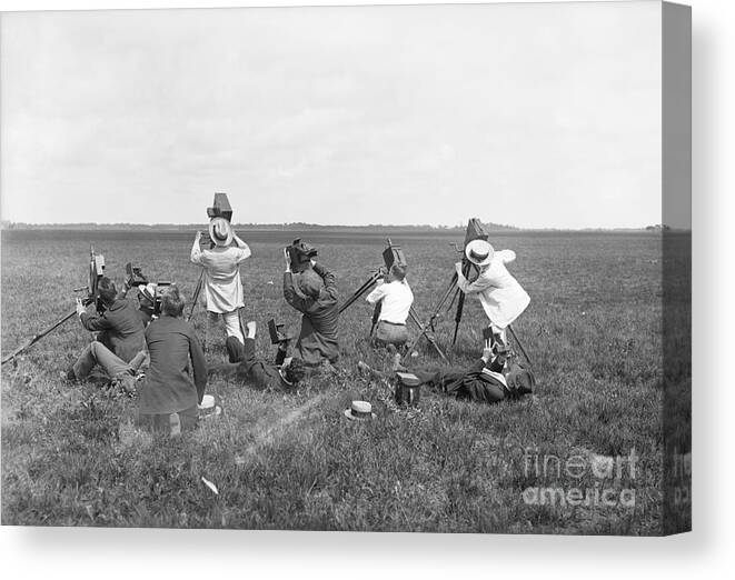 People Canvas Print featuring the photograph Photographers On Ground Taking Pictures by Bettmann