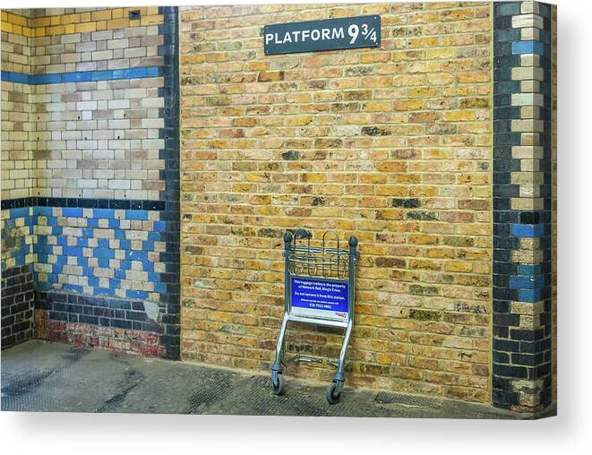 Harry Potter Canvas Print featuring the photograph Platform 9 3/4, Kings Cross Station, London by David Ross