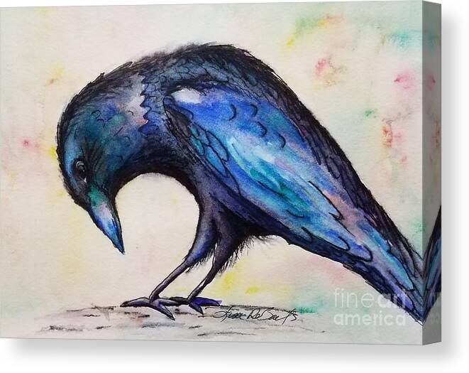 Raven Canvas Print featuring the painting Poe by Lisa Debaets