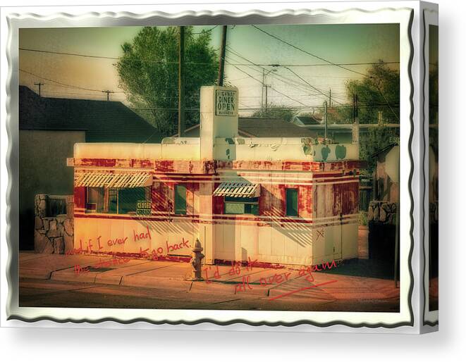 Highway Canvas Print featuring the photograph Postcard for you N4 - The Diner by Micah Offman