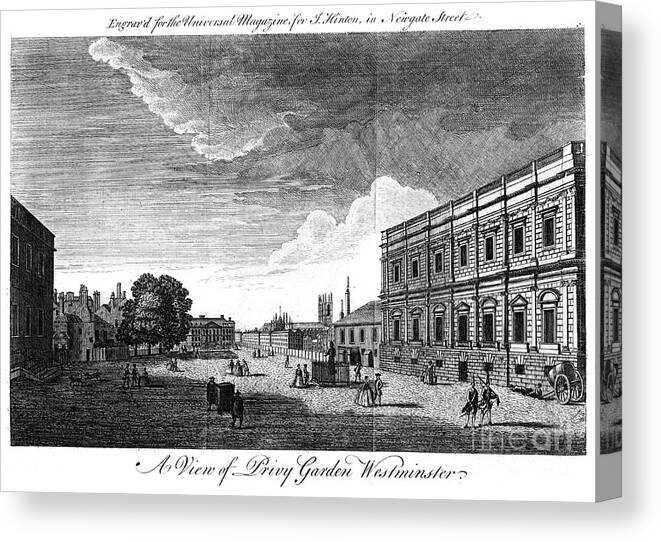 Engraving Canvas Print featuring the drawing Privy Garden Westminster, London, 18th by Print Collector