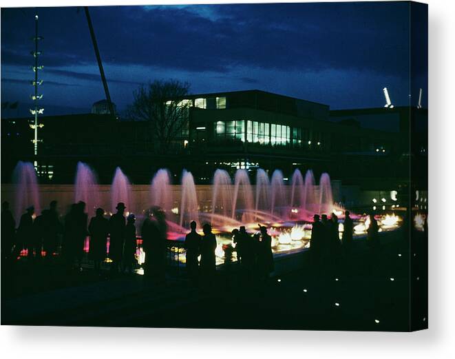 People Canvas Print featuring the photograph Purple Fountains by Hulton Archive